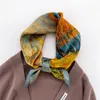 Halsdukar äkta siden liten halsduk för kvinnor fyrkantiga halsduk lyx tryck hand handled foulard bandana casual tie dekorera echarpe