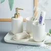 Sets Ceramic Wash Set Bathroom Decoration Accessories Lotion Bottle Soap Dish Mouthwash Cup Black Tray Household Bathroom Supplies