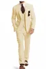 Blazer sätter FI Busin White Costume Homme Wedding Men Suits Peak Lapel Groom Tuxedos Terno Masculino Prom Blazer 3 Pieces 17ja#