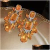 Dangle Chandelier Earrings Fyuan Shine Champagne Water Drop Crystal For Women Oversize Geometric Statement Jewelry Delivery Otlce