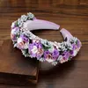 Andra hårsmycken Boho Handgjorda lila röda rosblommor Paddade huvudbonad Crystal Hairbands For Women Tiara Accessories Drop Otuwr