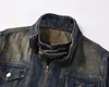 falso Due Design Giubbotti di jeans corti Uomo Donna Cerniera monopetto Cappotti da cowboy Blu Wed Colletto alla coreana Capispalla unisex Nuovo 96wC #