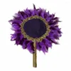 Figurines décoratives en plumes violettes 2024, éventail à main pour Mariage, décoration de Mariage africain, plumes faites à la main