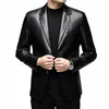 men's Genuine Jackets Autumn Busin Leather Blazers New Style Slim Thin Trend Zipper G139 j9Go#