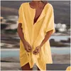 Costumi da bagno da donna Tuniche in cotone per la spiaggia Costume da bagno da donna Er-Ups Mini abito da donna Drop Delivery Abbigliamento Abbigliamento Ot2Jb