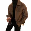 Herren-Revers-Pu-Jacke, Wildleder-Frühlings- und Herbst-Straßenkleidung, Herren-Persality-Jacke im einfachen Punk-Stil, braune Fi k5Tt#