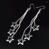 Boucles d'oreilles pendantes en argent sterling 925 avec pompon étoile exquis pour femme, bijoux de Noël, de la Saint-Valentin, cadeau de luxe, vente en gros