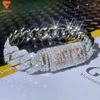 Lifeng Jewelry Gra 14mm Moissanite Catena a maglie cubane Bracciale a catena cubana personalizzato con lettere bicolore Miami Hiphop