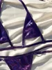 Women's Swimwear Sexy Micro Thong Triangle Bikinis 2024 Purple Swimsuit Women Female Bikini Set