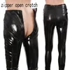 Damesbroeken Vrouw Hoge taille Casual Mager Sexy Rits Open Kruis Potlood Broek Gesplitst Heup Imitatieleer Latex PU Strakke legging