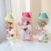 Gift Wrap 5pcs Portable Flower BasketBox Rectangle Window Bouquet Suitcase Wrapping Paper Boxes Floral Arrangement Holiday Packageing