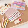 Transparent Stationery Storage Box Rectangular Desktop Organizer Pencil Case With Lid Waterproof Dustproof Pen Pencil Holder