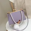 Sac Casual PU Cuir Clip Femmes Sacs à bandoulière Mode Perle Poignée Dames Soirée Embrayage Bourse Simple Couleur Unie Sacs À Main Bolsos