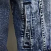 Veste en jean à revers pour hommes, veste slim surdimensionnée, haut V6SA #