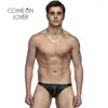 Underpants Comeonlover Plus Size Low-Waist Mens Briefs Sexy Hipster G-String Thong Calzoncillo Hombre Black&Silver Erotica Underwear MPI004