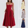 Casual Dresses Women Midi Dress A-line Elegant Women's Summer Bandeau Sling With Corset Design Loose Hem Pockets For Parties