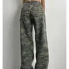 MEXZT – pantalon Cargo de Camouflage pour femmes, Streetwear Y2K, taille basse, rétro, jambes larges, Denim droit, Harajuku, 240315