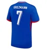 S-4XL Mbappe Soccer Jerseys 2024 French Benzema Griezmann Pogba Giroud Tchouameni Home بعيدًا 24