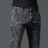 Couleur unie Cott Noir Gris Foncé Jeans Pantalons Pour Hommes Classique Slim Stretch Casual Coréen Fi Jeunesse Mâle Denim Pantalon e1Bm #