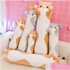 Plush Pillows Cushions 20In Cute Soft Long Cat Pillow Stuffed P Toys Office Nap Home Comfort Cushion Decor Gift Doll Child Drop Delive Dhqv6