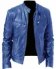 2024 Leder Motorradjacke Männer Slim Kurzmantel Kragen PU Jacken Herbst Winter Winddicht Ledermantel Blazer Männer Blazer 5XL 52gN #