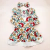 Vêtements de chien doux confortable tenue d'animal de compagnie décoration costume costume princesse robe ensemble avec manches couvre-chef fleur imprimé chat pour fourrure