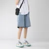 Wide Leg Baggy Denim Shorts Men Summer Thin Solid Color Casual Loose Simple Kneelength Fivepoint Pants Male Jeans 240315