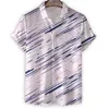 Camicie casual da uomo Camicia geometrica con stampa 3d per uomo Estate Hawaiian Street Beach Maniche corte Top Bavero con bottoni Camicetta Abbigliamento maschile