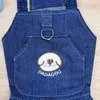 Hundkläder Cat Denim Strap Dress Deep/Light Blue Pet Clothes D-Ring Cowboy for Small Dogs Chihuahua valpkjol XS-XL