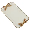 Jewelry Pouches European Style Bow Cake Storage Trays Makeup Organizer Dessert Plate Square Decor Tray Kitchen 12x20Cm White