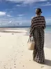 Robe Maxi à manches longues et col en v pour femmes, Sexy, contrastée, haute, moulante, élégante, vêtements de plage, été 2024, 240314