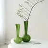 Vases Medieval High-end Glass Vase Olive Green Art Butterfly Orchid Living Room Home Creative Decoration