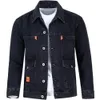 Veste en jean épais hommes printemps automne poche lâche cardigan à simple boutonnage grande taille mi-longueur hommes denim manteau E3VD #