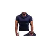 Homens camisetas Mens Sport Wear Verão Cor Sólida Manga Curta Heap Collar com Botão Tarambola Drop Delivery Vestuário Roupas Tees Polo Dhz2S