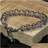 Beaded Strand Fashion Bohemia Style Electroplated Purple Crystal 8Mm Round Beads Bracelets Women Party Gift Exquisite Jewelry 7.5Inch Otyta