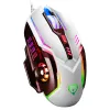 Souris pour ordinateurs portables de bureau 3200DPI souris de jeu optique 4 DPI réglable forme ergonomique souris de jeu rétro-éclairé noir blanc