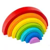 New Kids Montessori Wooden Toys Arch Bridge Rainbow Building Blocks Educational Games Color And Shape Cognitive For Children 4 Year