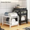 Küche Lagerung Herausziehen Dish Rack Abtropffläche Hause Arbeitsplatte Multifunktionale Regal Stäbchen Organizer Schrank