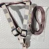 犬の首輪のリーシュ犬ハーネスデザイナードッグスカラーリーシュセットクラシック格子縞の革のペットリーシュスモールミディアムキャットチーズdhnl8