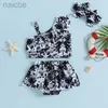 One-Pieces Baby Girls Two Piece Swimsuit One Shoulder Ruffle Swim Top Bottom Bikini Set Infant Bathing Suit Girl 24327