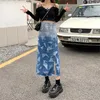 Jupes Automne/Hiver Version coréenne de la conception de niche changeant progressivement de couleur jupe en jean taille haute jupe surdimensionnée enveloppée en une étape