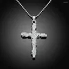 Pendentif Colliers 925 Sterling Silver Fashion Cross High Bijoux Collier Cadeau N359