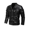 Veste en cuir hommes hiver polaire moto veste en cuir PU hommes col montant coupe-vent décontracté Ropa De Hombre manteau mince s7ny #