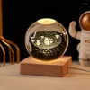 Figuritas decorativas, lámpara del Día de San Valentín, bola de cristal 3D, luz LED nocturna brillante, decoración de dormitorio, galaxia, Luna, regalo para chico y pareja