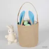 Storage Baskets Cartoon Bunny Ears Gift Bags For Kids Candy Basket Linen Sacks Cloth Bag Easter Birthday Party Favors Bags Easter Day Decor