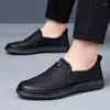 Casual Shoes Men Loafers Slip On Leather Fashion Man Soft Breathable Comfortable Lazy Flats Boat Moccasins