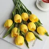 Fleurs décoratives pulip Bouquet de fleurs artificielles en silicone florale Fake pour la cérémonie de mariage Home Desktop Garden Decor 5pcs