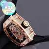 Designer Luxury RM Wrist Watch Mens Mechanics Watch Skull Same Multifunctional Hollow Out Mechanical Womens Rm011