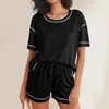 Kvinnors träningsdräkter Casual Summer Short Sleeve Shorts Set Fashion Tracksuit Women Two Piece Set Loungewear 2 Outfit 2024