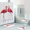 Shower Curtains Curtain SetWith Nordic Style Flamingo Print Non-slip Mat Toilet With Polyester Home Decor